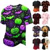 Herren Freizeit Corduroy Kurzarm T-Shirt Leicht Atmungsaktiv Rundhals Halloween Kürbis Aufdruck Oberteil Bequeme Passform