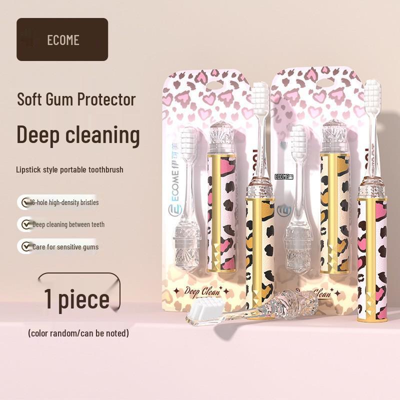 

Volcanic Charcoal Soft Bristle Toothbrush with Lipstick Travel Case - Portable, Wide Head for Couples and Hotels