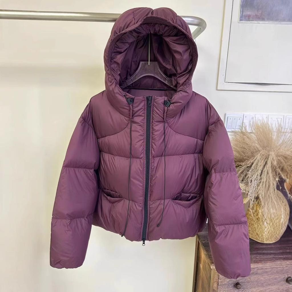 Winter new bud hat thickened down jacket women's short casual versatile white duck down hooded jacket