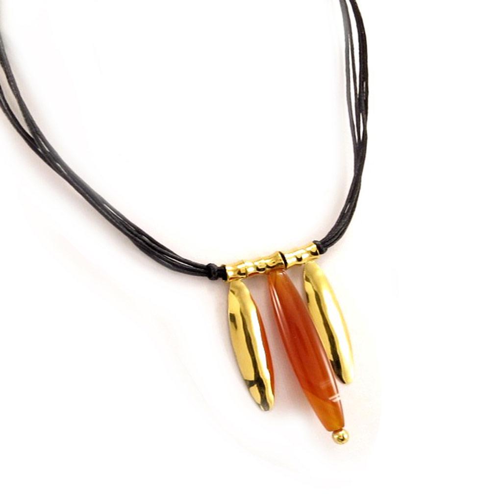 Les Trésors De Lily [D6956] - Carnelian 'Jedy' Gold Plated Necklace