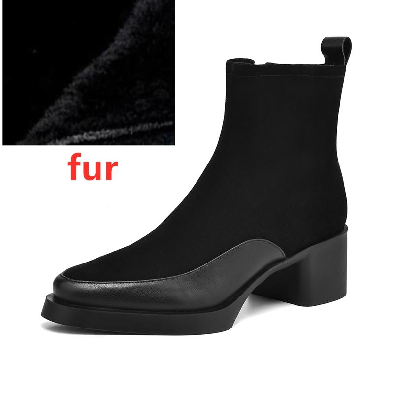 Fashion AIYUQI 2025 New Women's Short boots Genuine Leather Chunky Heel High Heel Boots female Large Size Pointed Toe Women Ankle Boots