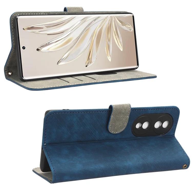 For Honor 70 5G RFID Blocking PU Leather Wallet Phone Case Folding Stand Cover with Hand Strap
