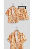 Harajuku Sanya Summer Men's Hawaiian Beach Set: Ice Silk Floral Shirt & Shorts