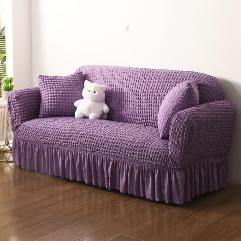 Thick Elastic Bubble Gauze Lace Couch Cover Slipcouch Non Slip Full Coverage Sofa Cover