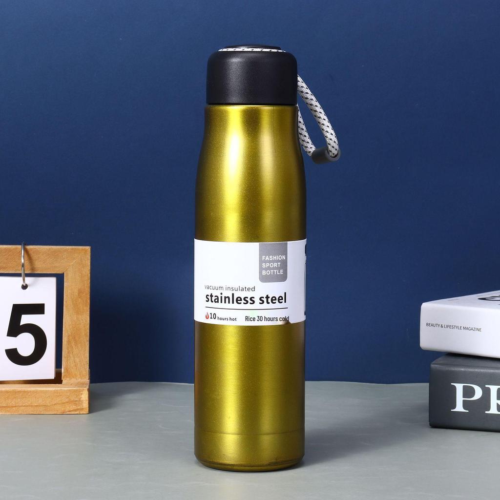 304 Stainless Steel Insulated Sports Water Bottle with Lanyard – Large Capacity, Knight Cup for Outdoor Activities