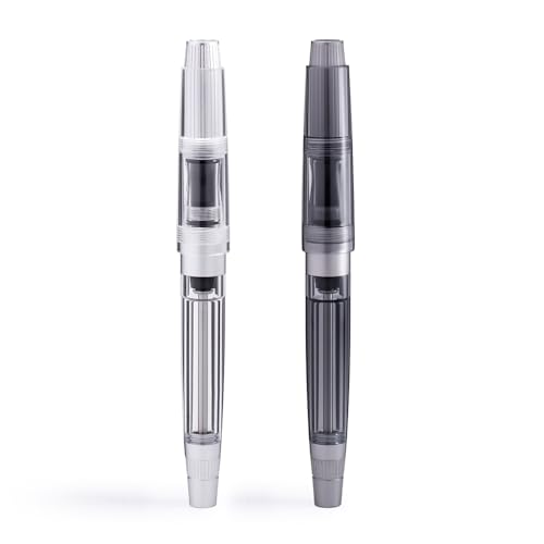 Natami Vacuum Filling Fountain Pen, Titanium & Acrylic, for Writing, Office & Business Use, Large Capacity Pen with Gift Case