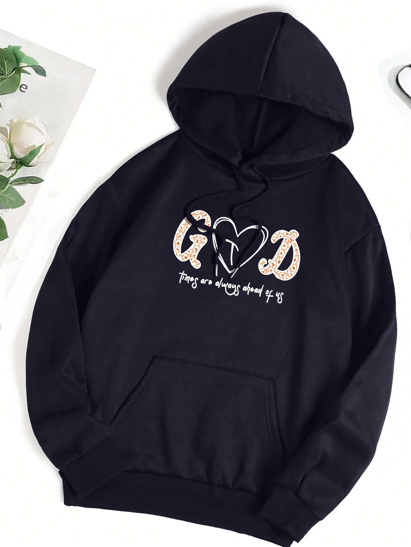 

God Times Always Ahead Of Us Prints Hoodies Women Pocket Autumn Hoody Fleece Multicolor Streetwear Unisex Hip Hop Y2K Clothing 3XL
