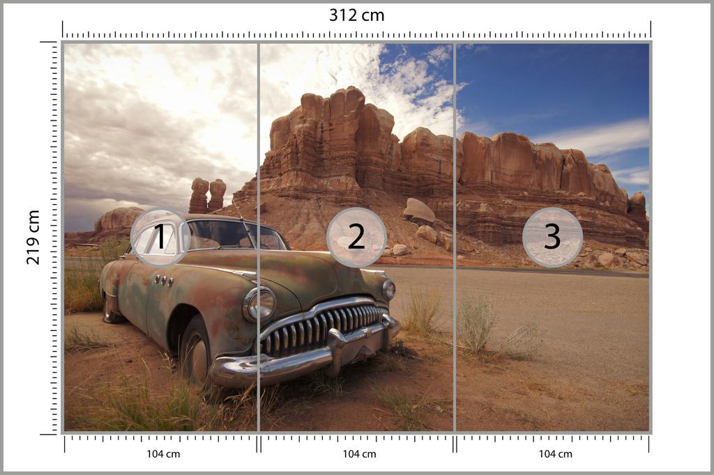 Photomural Old Car In The Desert Washable Fleece 312x219