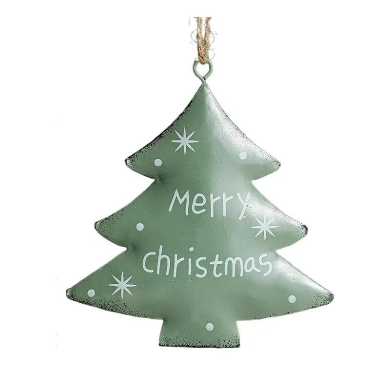 Iron Metal Hand-painted Christmas Tree Hanging Ornament Mini Gift Hanging Atmosphere Decor Christmas L7Q1