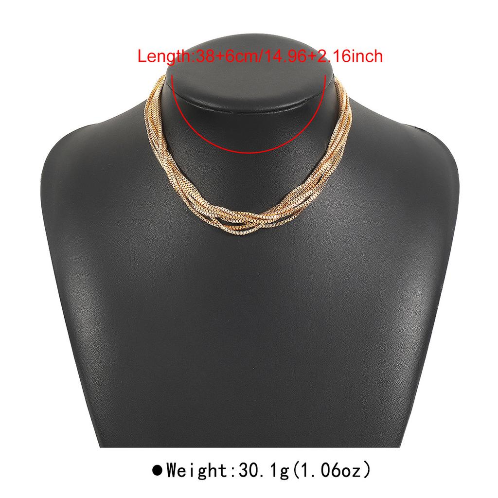 Tooxika Twisted Three-colour Twist Necklace Simple Temperament Small Multilayered Chain Stacking Choker