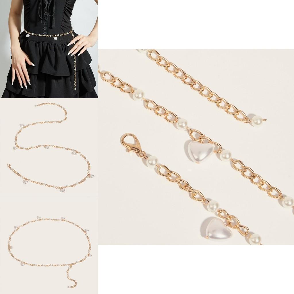 Fashion Faux Pearl Waist Chain With Metal Chain For Summer Womens Party Wear