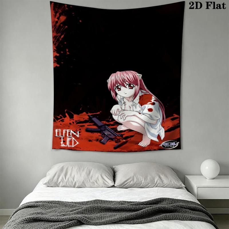Elfen Lied Anime Wall Tapestry Aesthetic Wall Hanging Printed Fabric Blanket Decorative Tapestries for Bedroom Living Room Home Decor