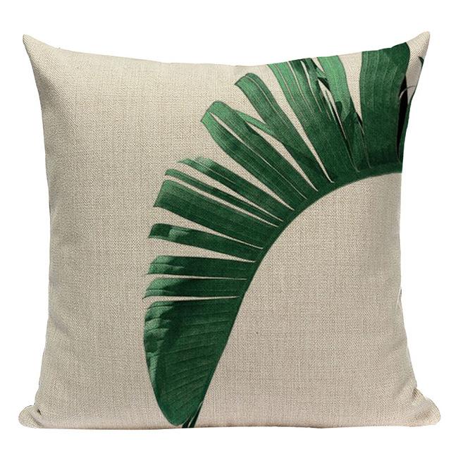 Tropical Plants Palm Tree Printed Decorative Throw Pillow Cushion Cover Case Green Leaf Leaves Cushion Case For Sofa Home