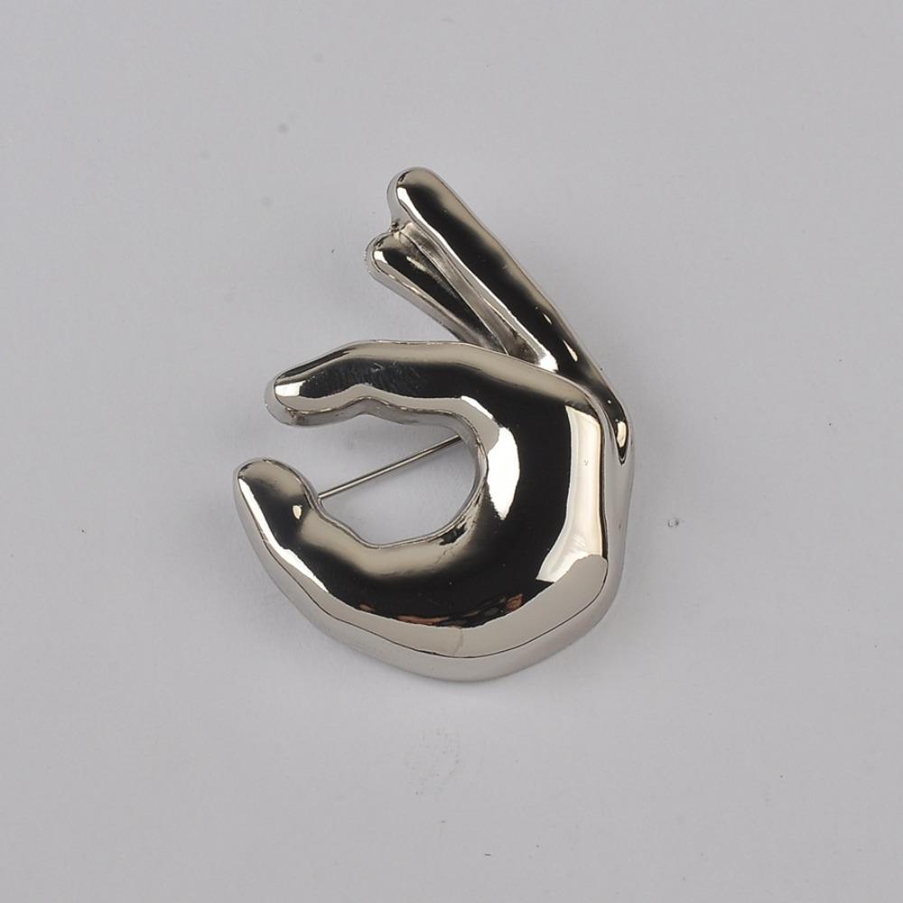 Glänzende Metall Hand Broschen Pins Großer Anzug Revers Pin Vintage Kleidung Abzeichen Damen Herren