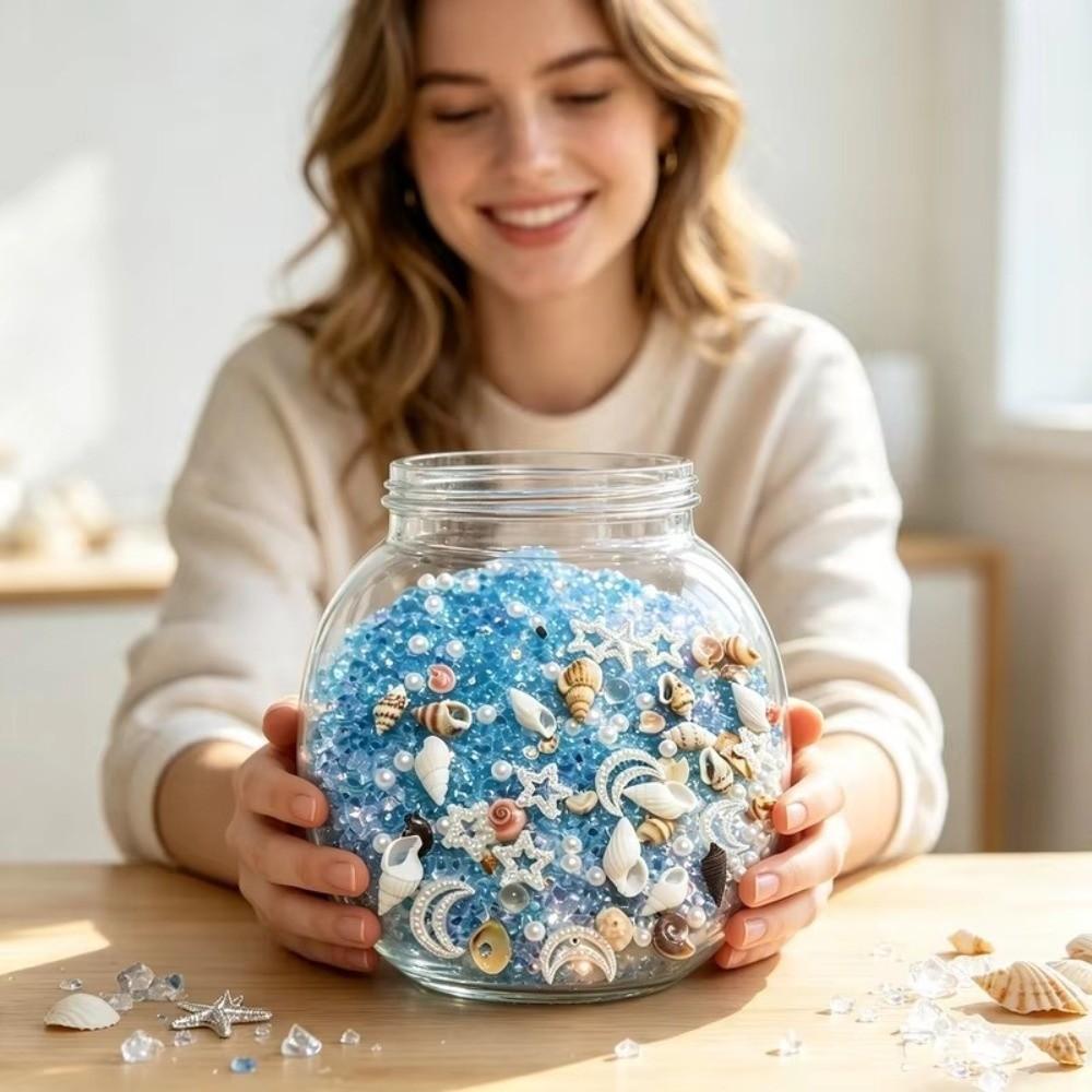 30/60/100g Seashell Ocean-Themed Epoxy Resin Filling Blue Crystal Vase Filler Gems Micro Landscape