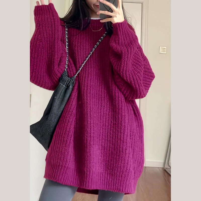 TonLion Women's Casual Crew Neck Mid-Length Sweater