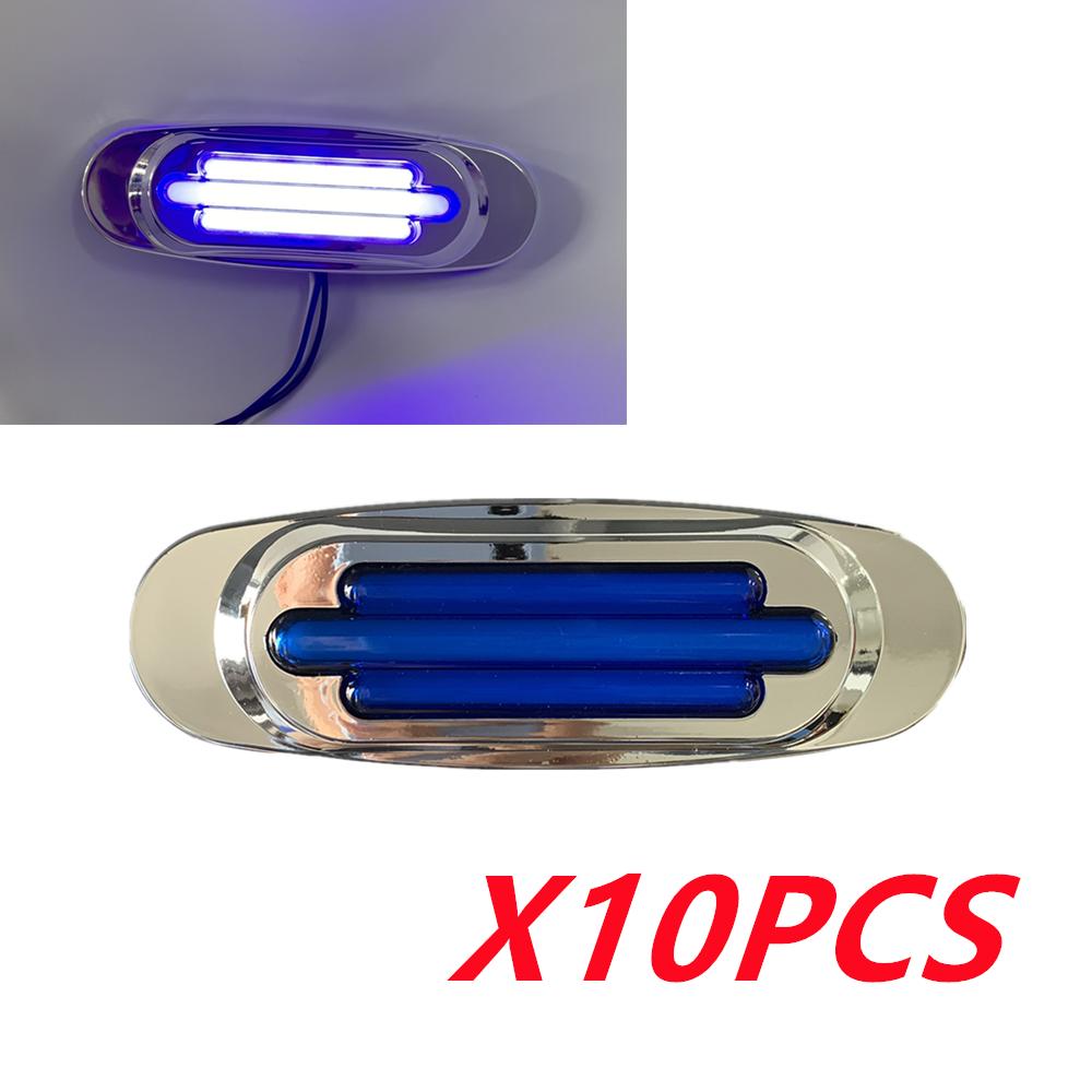 

10PCS Waterproof 16-LED Trailer RV Side Marker Turn Signal Lights Chrome 12V-24V LED Side Mirror Marker Light for Semi Trucks синій