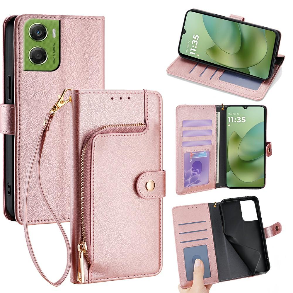 For Motorola Moto G06 4G Case Zipper Pocket PU Leather Wallet Flip Phone Cover