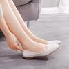 Scarpe Basse da Donna Taglie Forti Scarpe da Sposa in Pizzo Scarpe Basse Bianche a Punta Scarpe Basse Bianche con Fiore in Pizzo Tacchi Alti Scarpe Décolleté da Donna Scarpa di Lusso