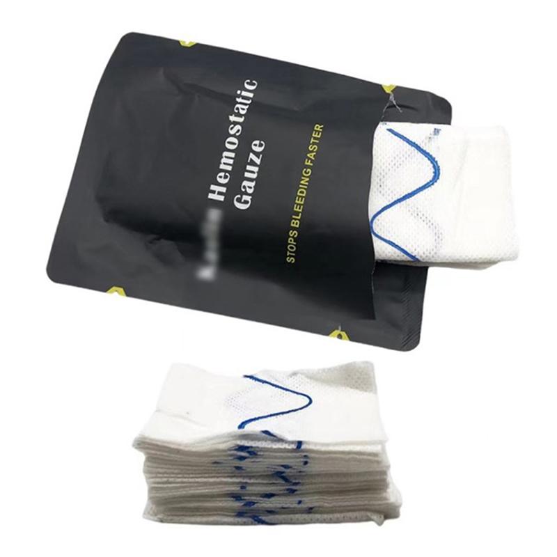 1 unidad de emergencia de combate de gasa de caolín hemostático para botiquín de primeros auxilios militar táctico