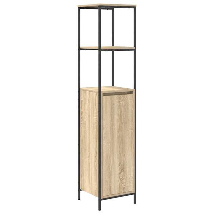 VidaXL Meuble de salle de bain avec étagères chêne sonoma 36x35x165 cm, armoire de rangement de salle de bain, armoire de 861908
