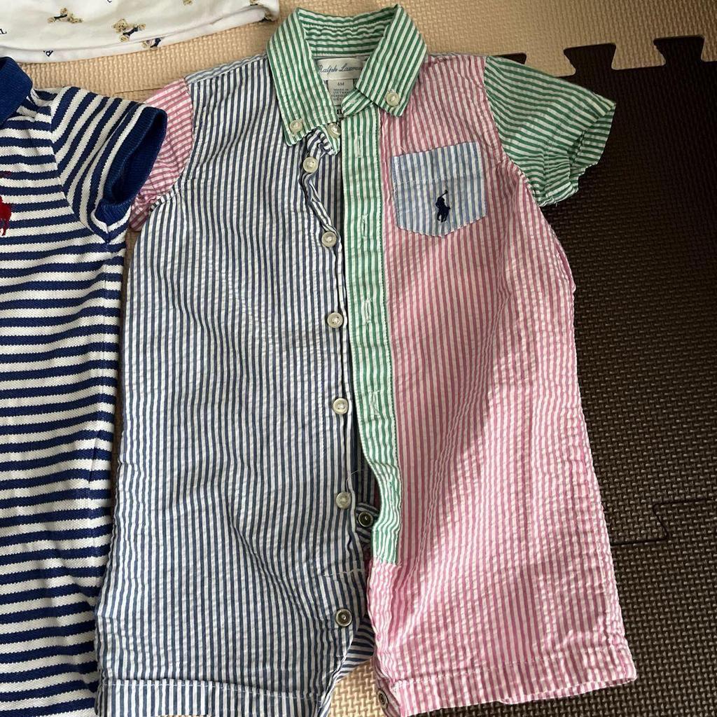 Used Ralph Lauren Baby Romper Polo Bear Hat Cap