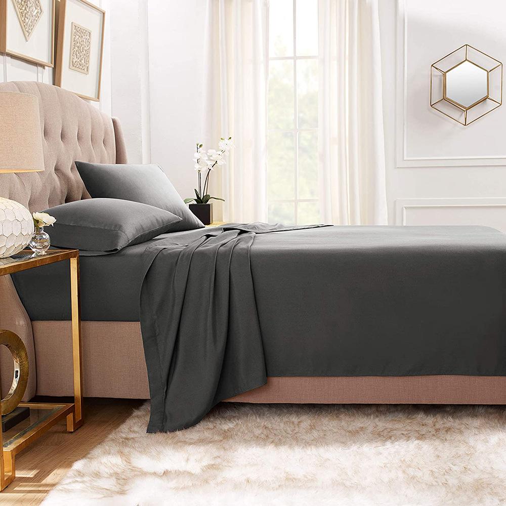 3/4 PC Bed Sheet Set Solid Color Mattress Protector Soft and Comfortable Bedding Bed Sheet Non-Slip Deep Pocket Fitted Sheet Set