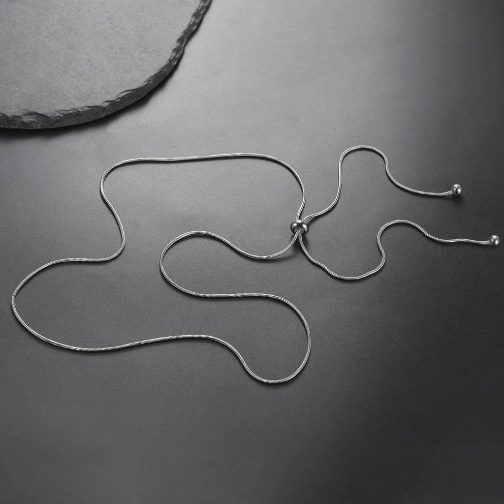 Round Snake Chain for Women Long Necklace Adjustable Gold Color Stainless Steel Chain Winter Sweater Jewelry Fashion Accessories
