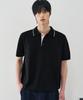 DRAW FIT Contrast Half Collar Knit [Black]