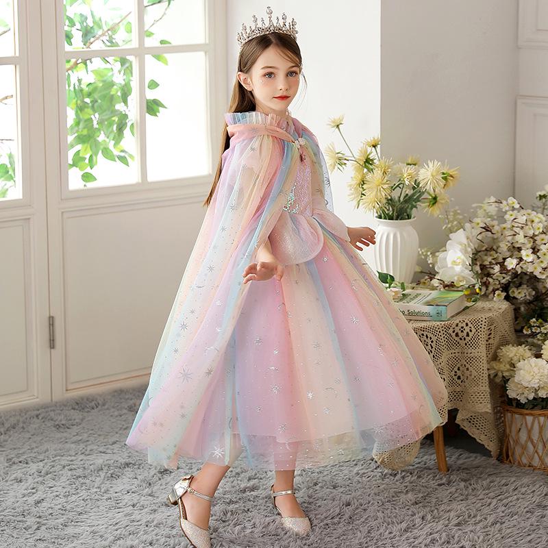 Elsa Cape Shawl: Kids' Festival Birthday Outfit & Performance Costume for June 1st Children's Day