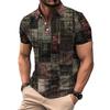Mens Oversized Retro American Style Polo Shirt With 3D Digital Print Pique Cotton Breathable Comfortable Casual Wear