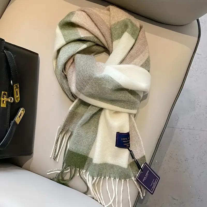 Wool Women Scarf Winter Vintage Preppy Style Plaid Wrap Scarves Pashmina Mujer Femme Foulard Bufanda Shawl Poncho Stole