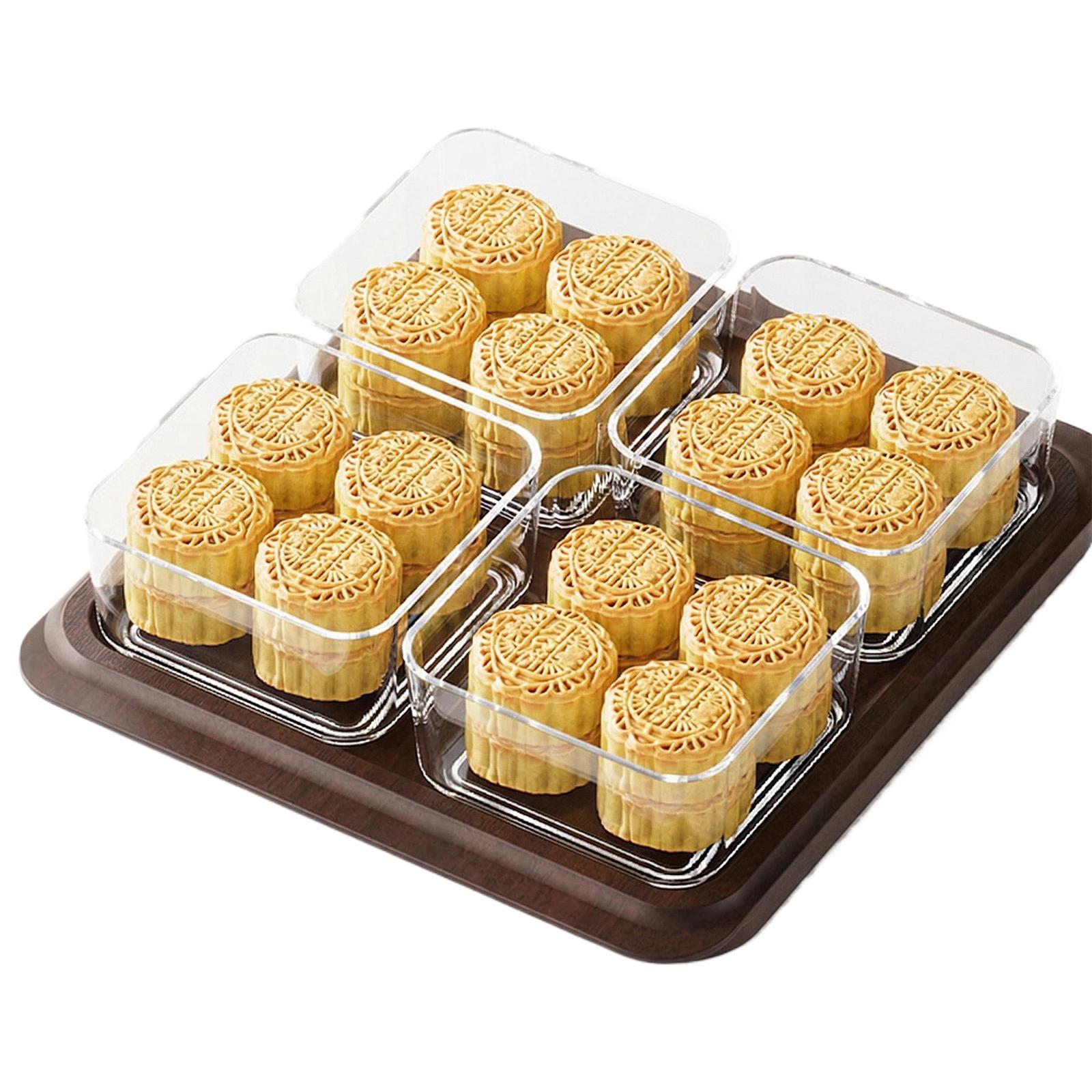 

Set of 4 Plastic Imitated Wood Serving Dishes with Lids Snack Organizer and Fruit Platter for Party Candy Jars Cookies Nuts China Mainland