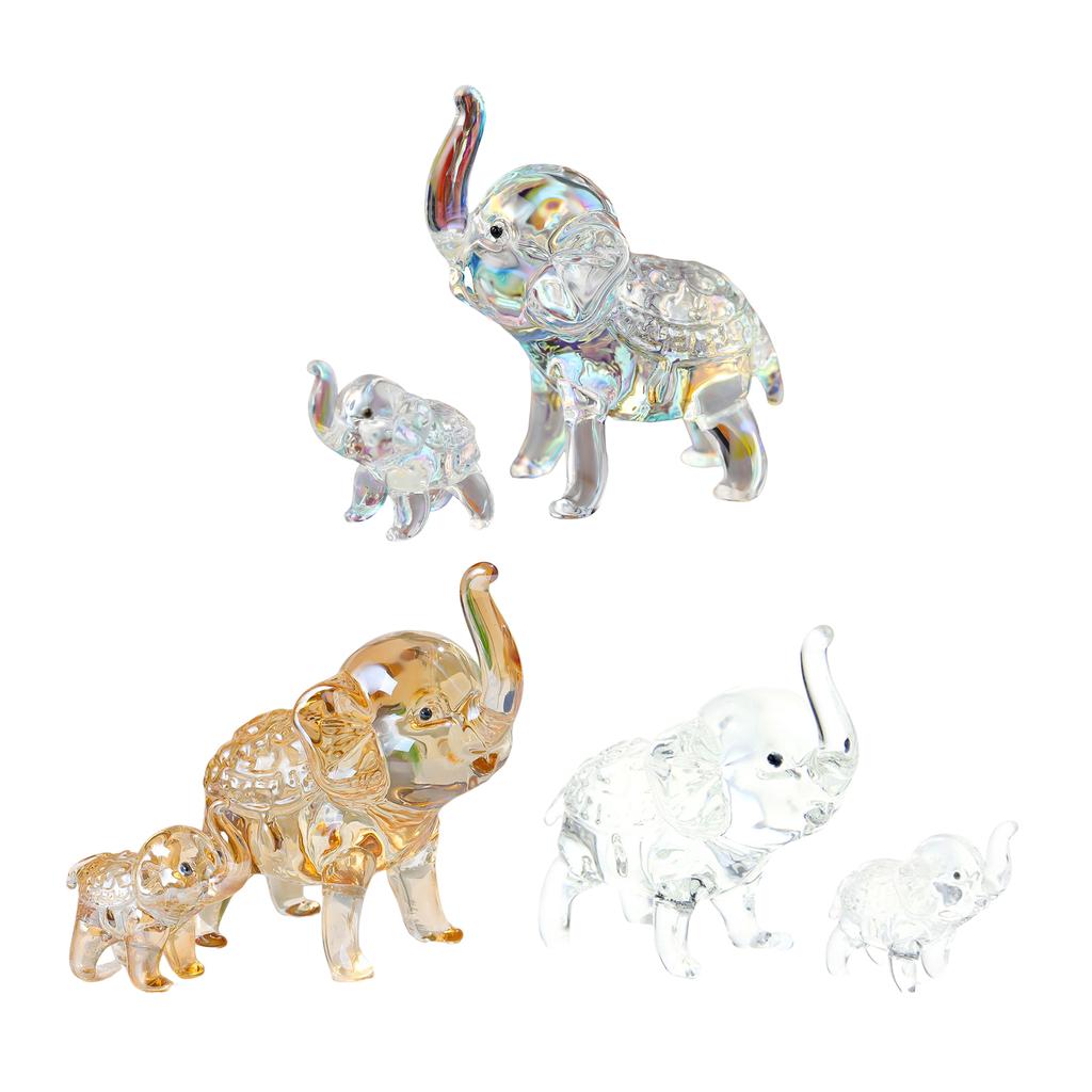 Elegant Elephants Figurine Collection, Crystal Carvings Elephants Statues for Home Or Office Decorative Art