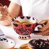Tazas de cerámica pintadas a mano con diseño floral, tazas de café creativas retro para el desayuno en casa, la oficina, taza de leche