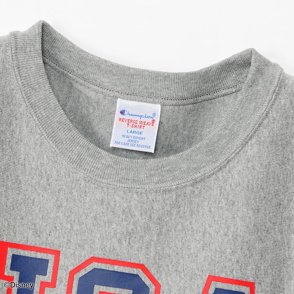 Champion Short Sleeve Crew Neck Disney Mickey Relax Fit Graphic Print Short Sleeve Reverse Oxford Gray Men's 9.4oz T-Shirt, Weave, C3-Z360,