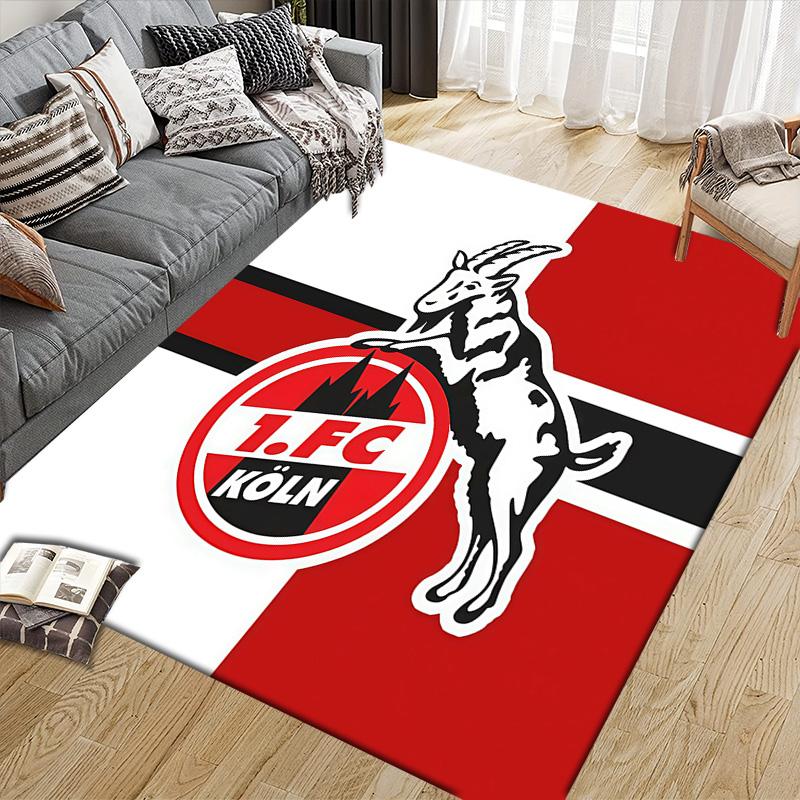 1. FC Köln Flanellmuster Quadratischer Teppich, Läufer, Teppich für Wohnzimmer Schlafzimmer Sofa Spielzimmer Dekor, Rutschfeste Fußmatte 40x60cm( 15x23in ) black