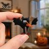 Vintage Witch Hat Ornaments Halloween Wooden Table Sign, Cute Ghost Bat Freestanding Tiered Miniature Room Decor Tray Ornament, Rustic Farmhouse