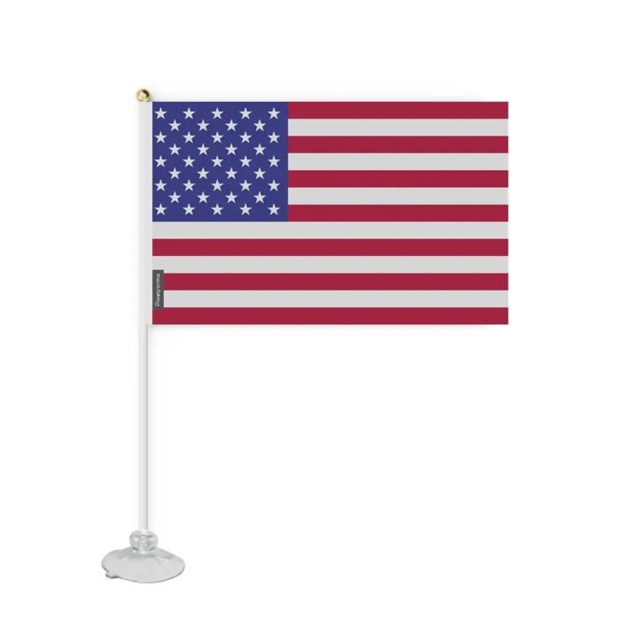 Drapeau Ventouse - États-Unis - 20 x 30 cm - Polyester Résistant - Impression Recto/Verso - Léger et Robuste