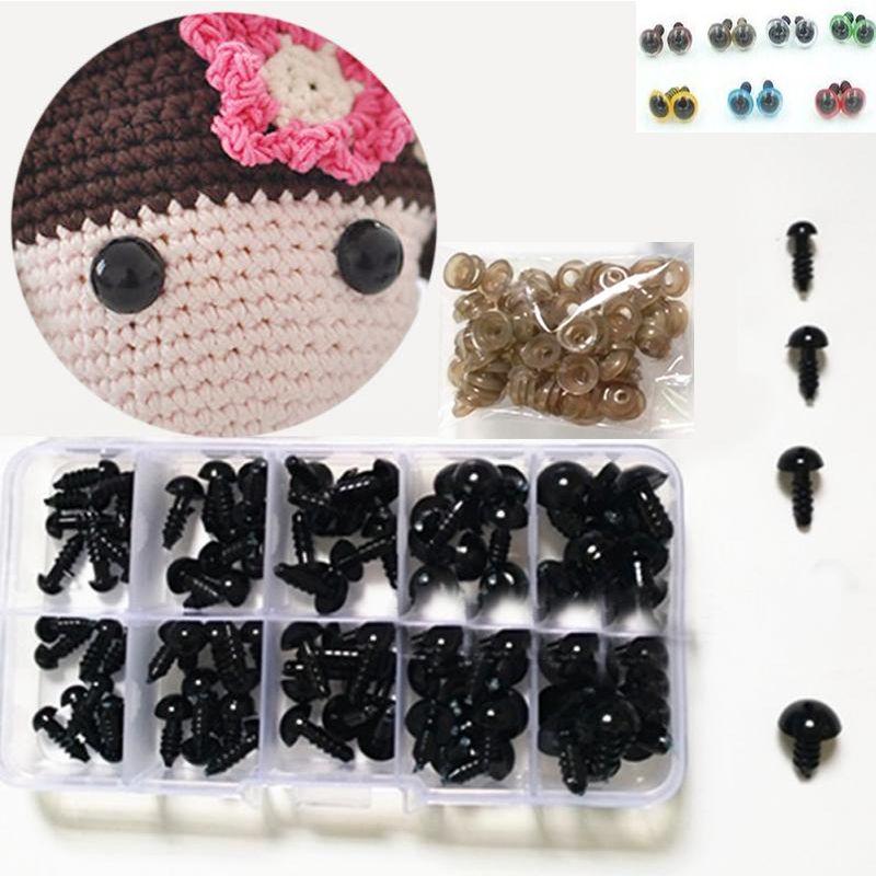 

100 шт. 6/8/9/10/12 мм «сделай сам», черные пластиковые глаза, черные бобовые глаза, черные винтовые глаза, безопасные глаза для плюшевых игрушек, кукол