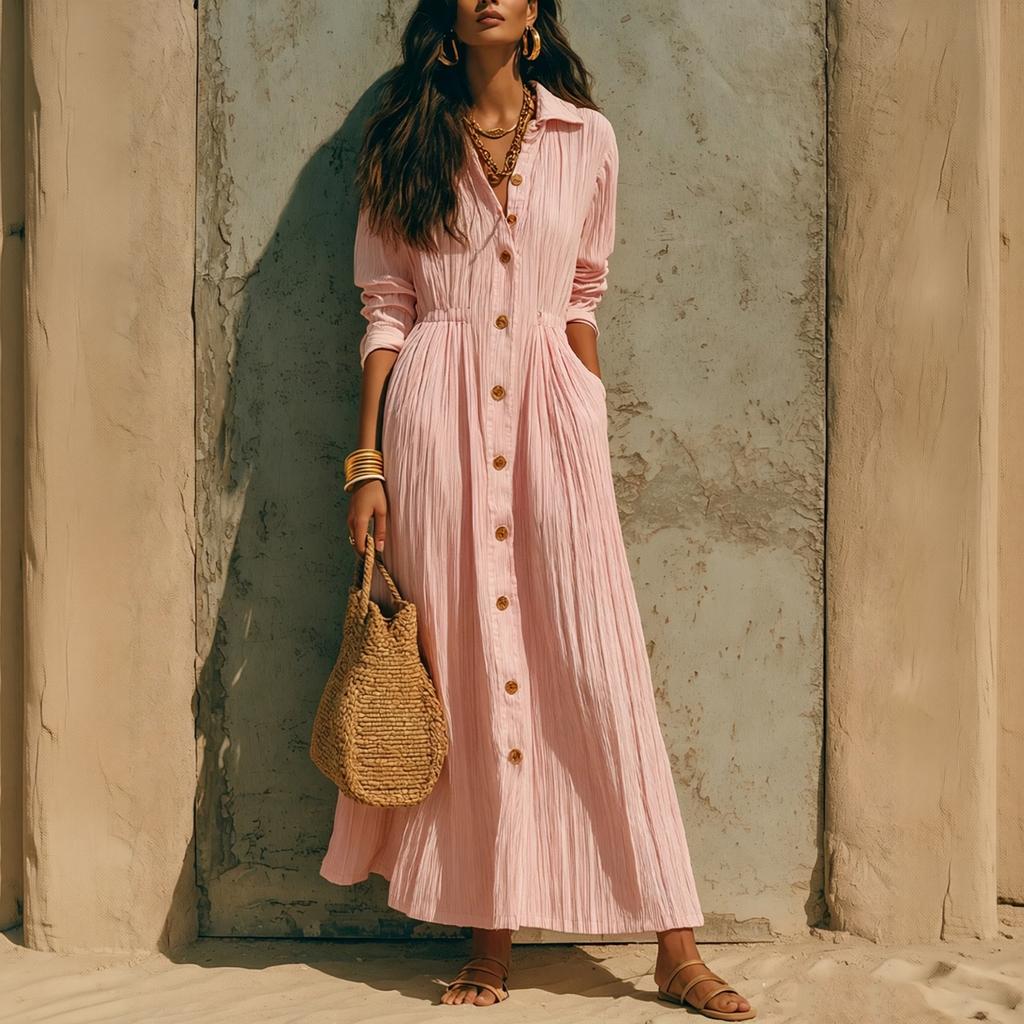 Women's Plus Size Maxi Dress Elegant Loose Fit Waist-Cinching Long Dress