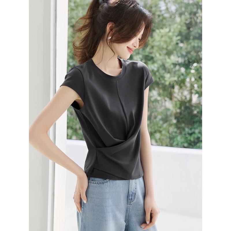Women's Casual Slim-Fit Twisted Waist Short Sleeve T-Shirt