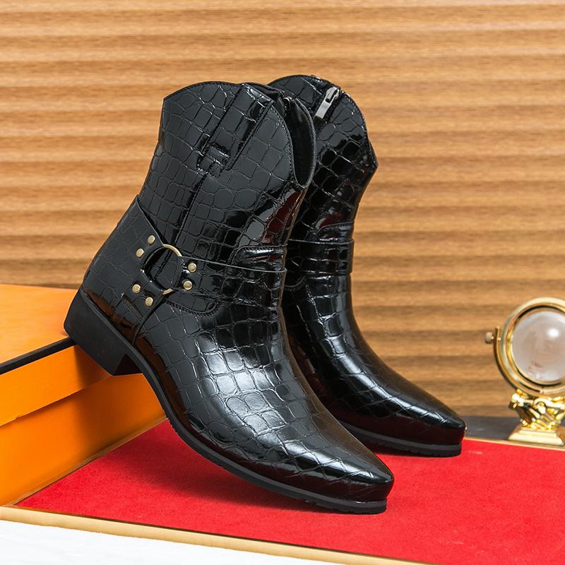 Pointed Toe Mens Chelsea Boots Comfortable Leather Ankle Boots Versatile Side Zipper Black Brown Mens Boots Leisure Walk Botas