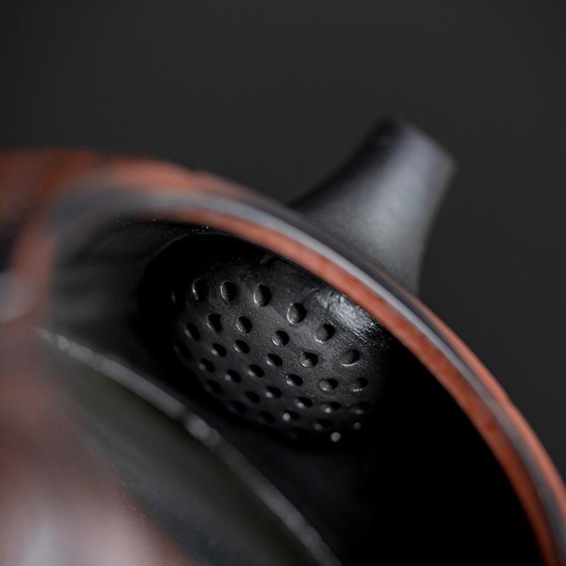 Ceainic din ceramică violet Oală din lut violet din ceramică de uz casnic Oală din ceramică unică Set de ceai kung fu sculptat în relief oală din ceramică violet