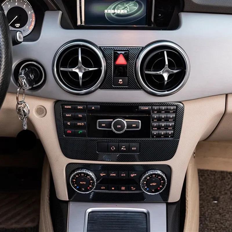 Carbon Fiber Color Car Sticker Central Control Air Outlet CD Button Panel Frame Trim For Mercedes Benz GLK 300 260 200 2012-2015