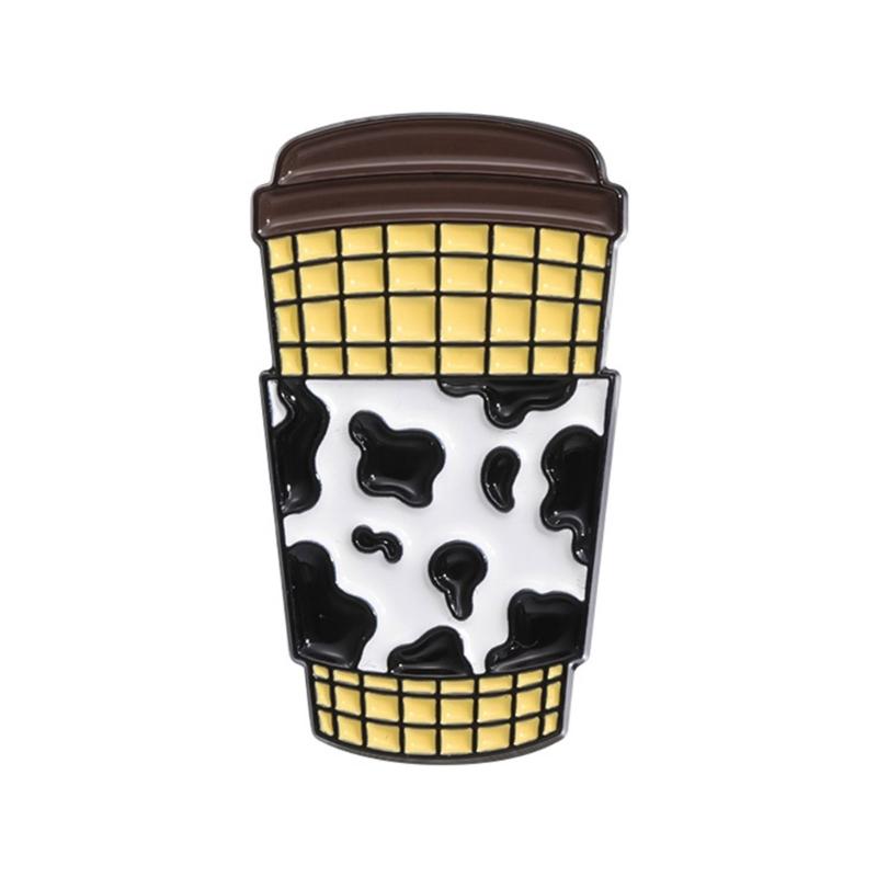 Cartoon Cup Brooch Pin For Women Fashion Alloy Material Badge Accessory With Enamel Finish And Star Accent
