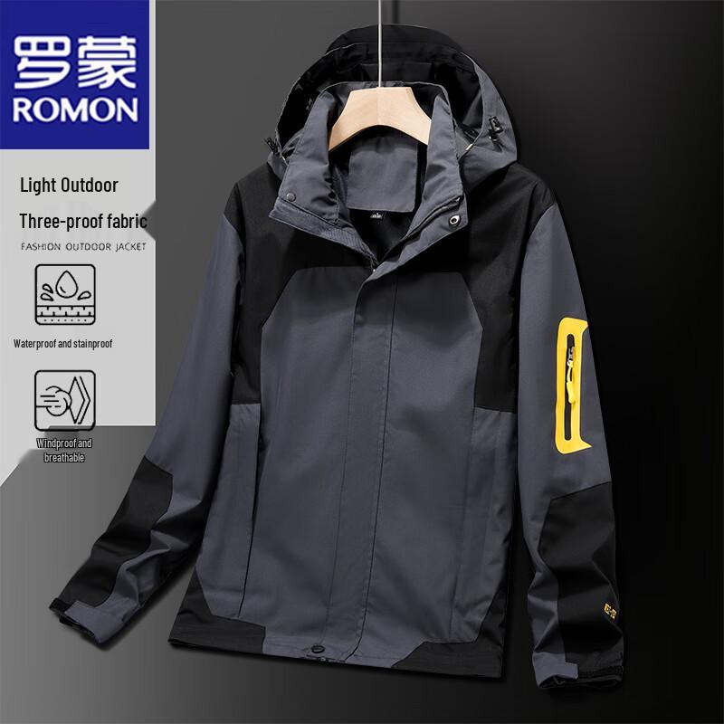 ROMON Men's Spring Autumn Outdoor Jacket with Detachable Hood