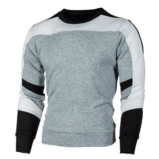 Pánská mikina Podzim Jarní mikina Barevně ladící s kulatým výstřihem Dlouhý rukáv Patchwork Pružný měkký pulovr Slim Fit Muži Střední délka Top