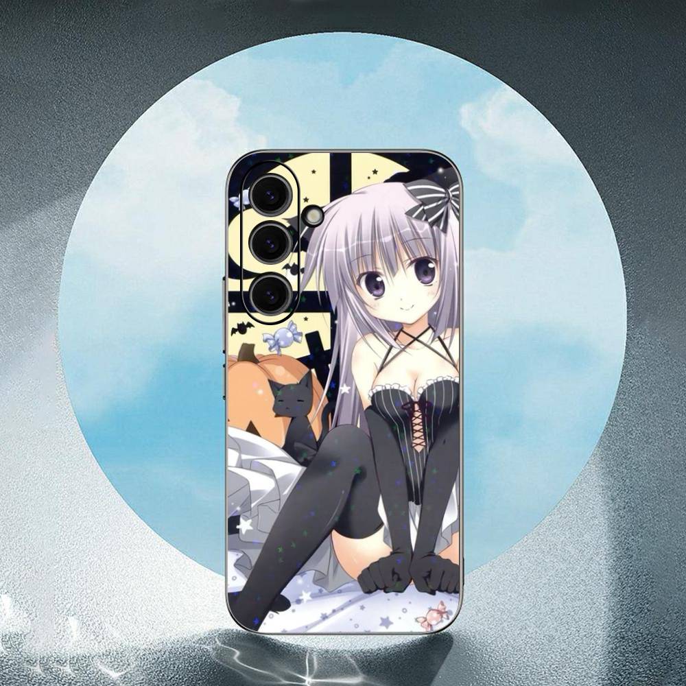 Cartoon Girl Luxury Black Phone Case For Samsung Galaxy S23 S24 S25 Ultra S22 Plus S21