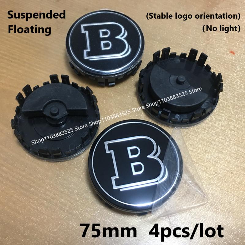 4pcs No Light 75mm Car Suspended Wheel Center New Style Base Hub Cap for Brabus Car After 2021 ML GL E C S S400 ML350 GL450 E300